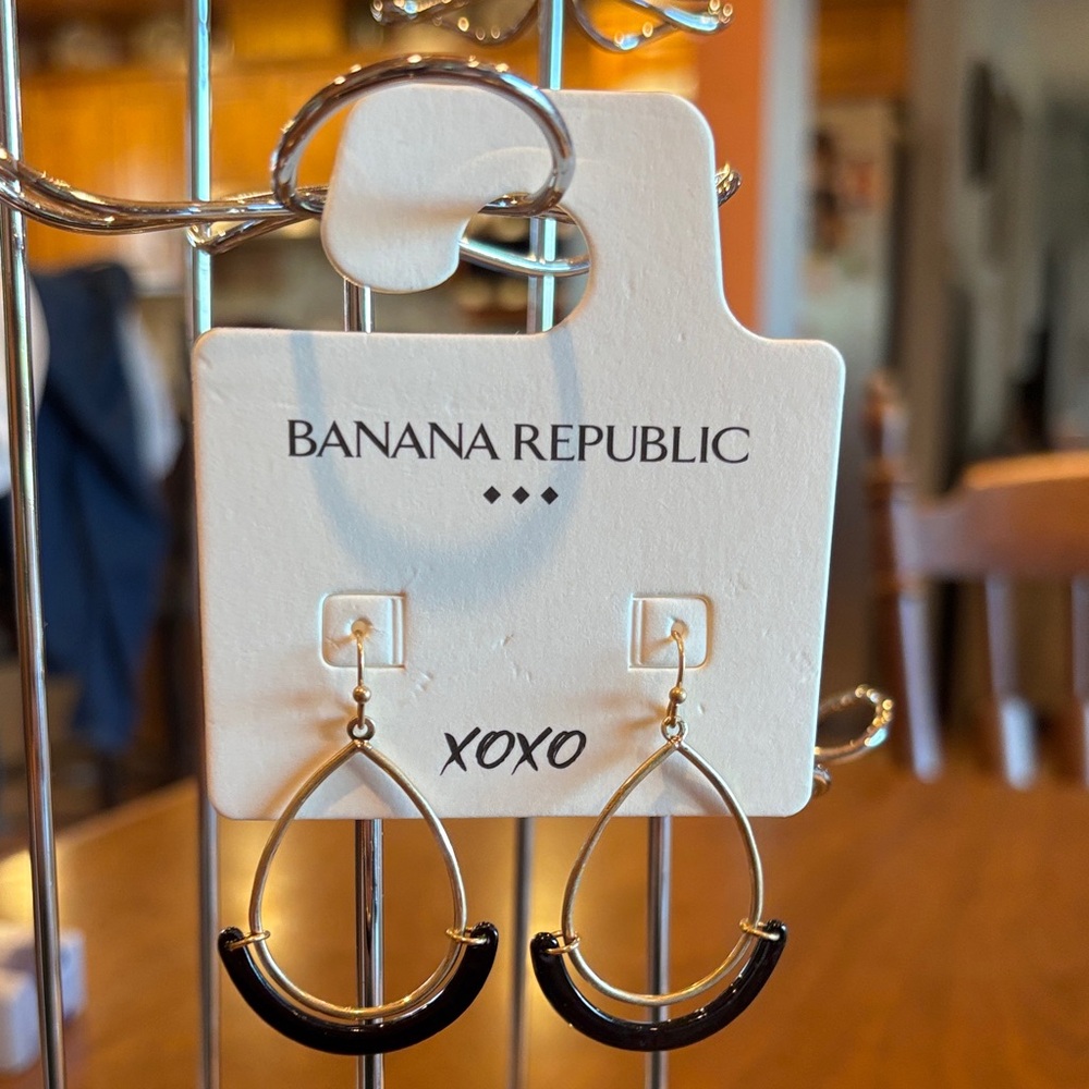 Banana Republic Gold and Black Teardrop Earrings